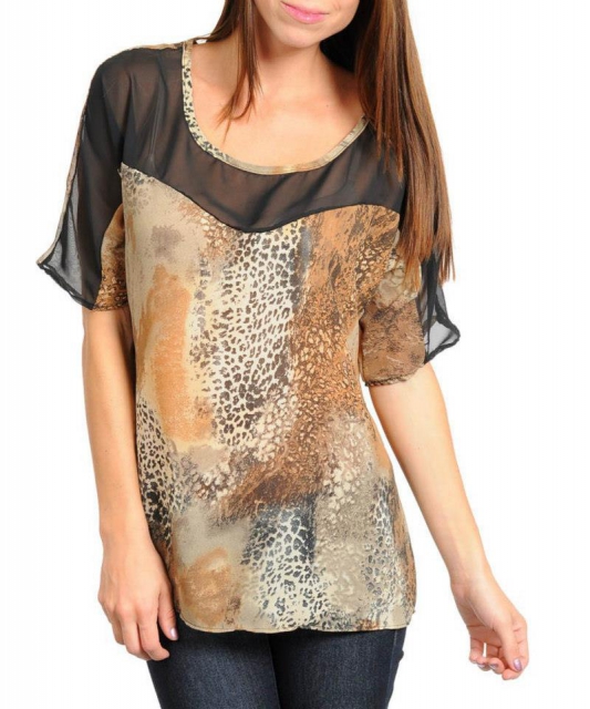 BROWN SHORT SLEEVE TOP image