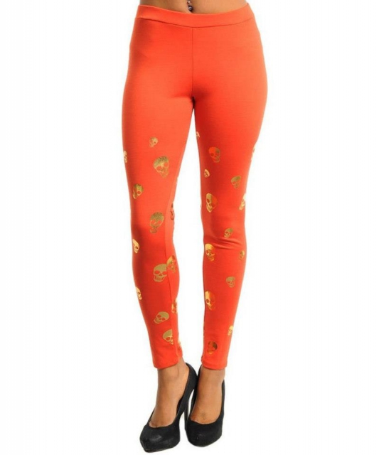 LEGGING WITH GOLD SKULL PRINT image