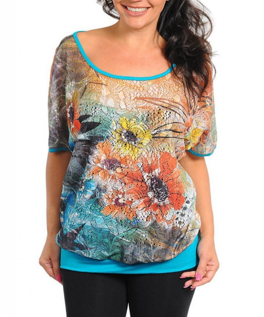 FLORAL BLUE PRINT TOP image