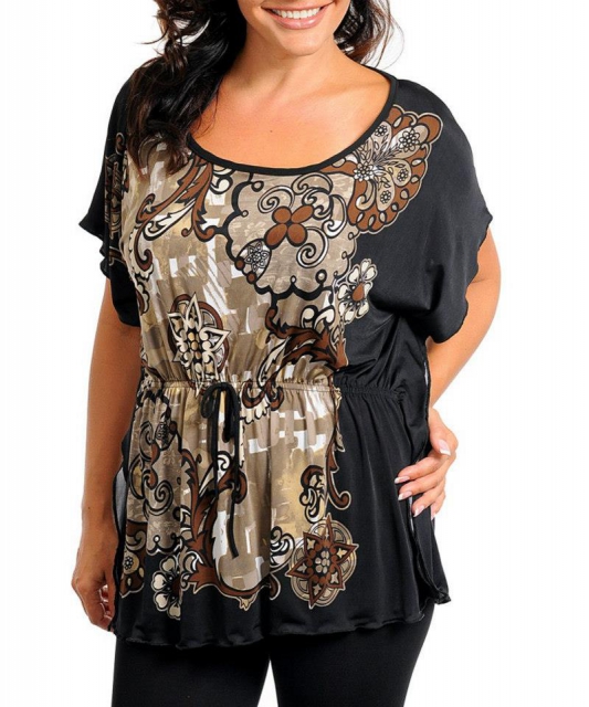 BLACK SLEEVE SCOOP-NECK image